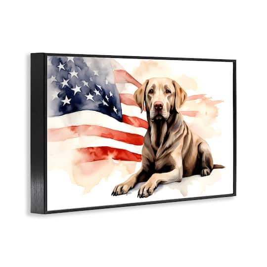 Stupell Industries Patriotic Dog with Flag Framed Giclee Art